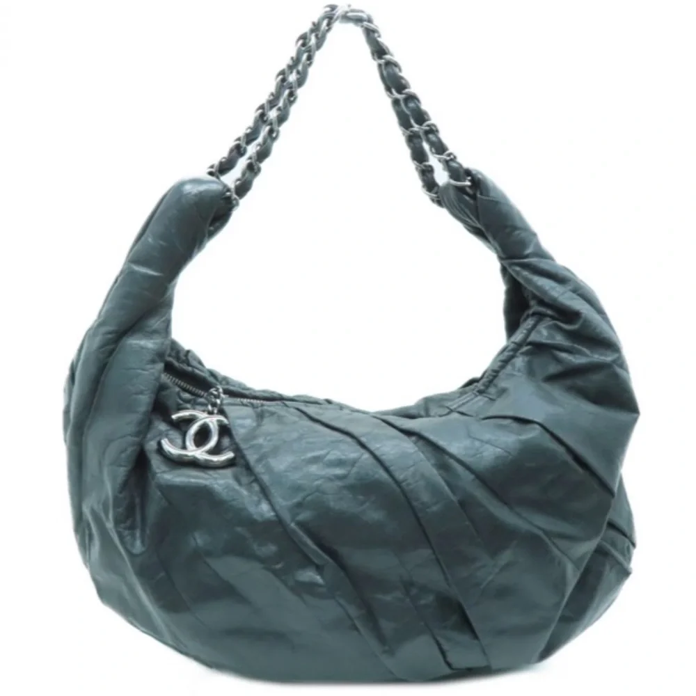 💎 CHANEL 💎 RARE CROISSANT ZIPPER CLOSURE REAL LEATHER - Picture 11 of 12